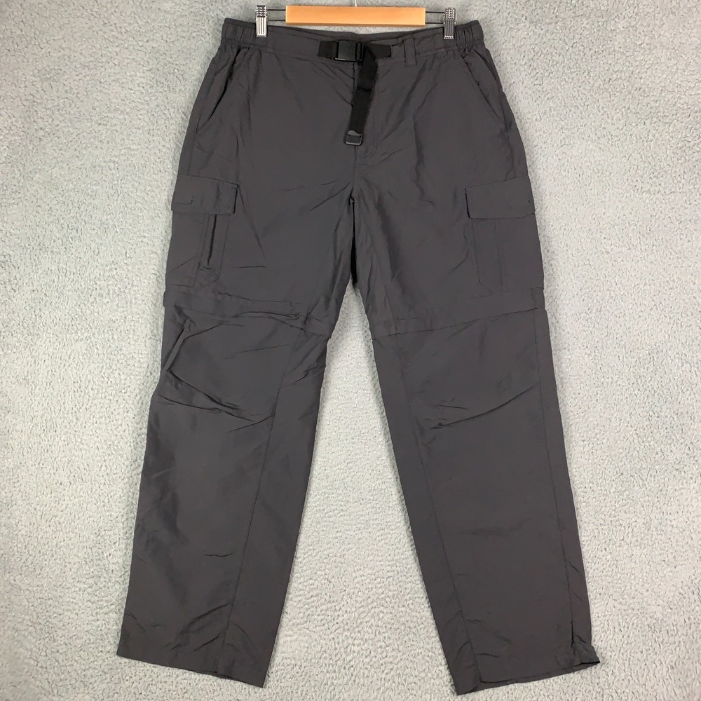 Eddie Bauer Travex Cargo Pants Men's L/34 Gray Convertible Zip Off Belted Hiking
